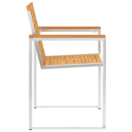 Trädgårdsstolar 2 st med dynor massiv teak och stål