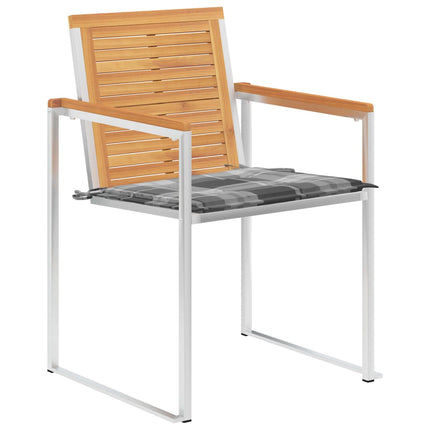 Trädgårdsstolar 2 st med dynor massiv teak och stål