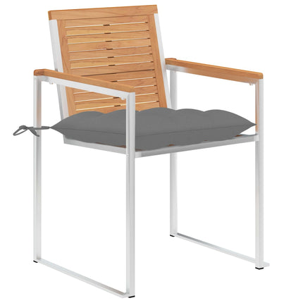 Trädgårdsstolar 2 st med dynor massiv teak och stål