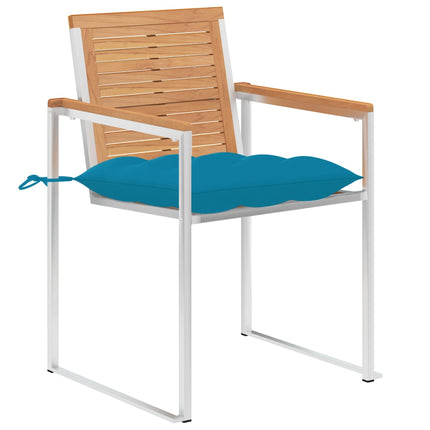 Trädgårdsstolar 2 st med dynor massiv teak och stål