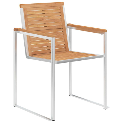 Trädgårdsstolar 2 st med dynor massiv teak och stål