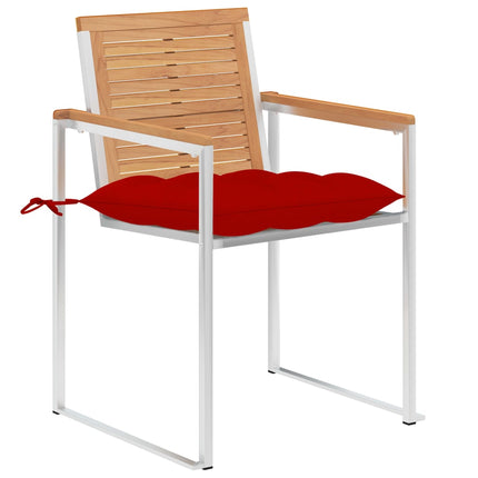 Trädgårdsstolar 2 st med dynor massiv teak och stål