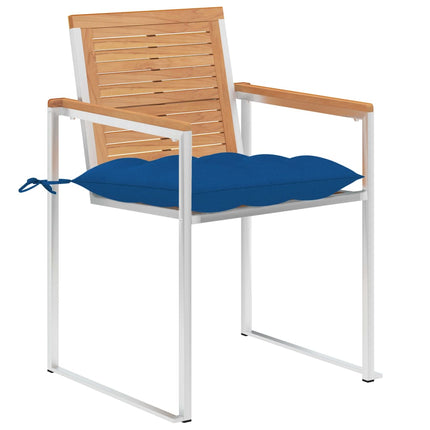 Trädgårdsstolar 2 st med dynor massiv teak och stål