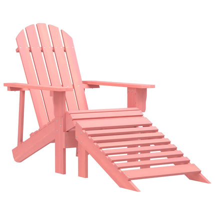 Adirondackstol med fotpall massivt granträ rosa