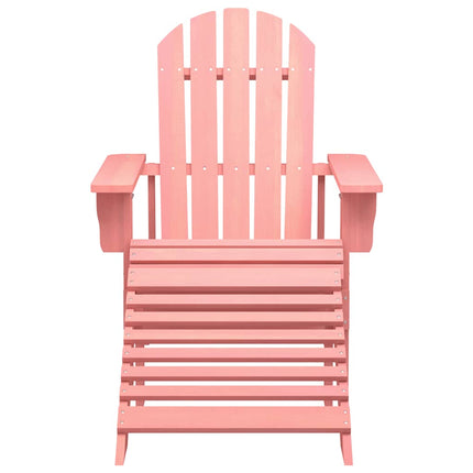 Adirondackstol med fotpall massivt granträ rosa