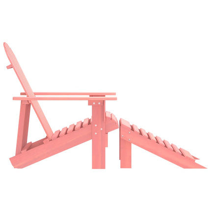 Adirondackstol med fotpall massivt granträ rosa