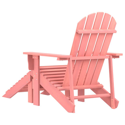Adirondackstol med fotpall massivt granträ rosa