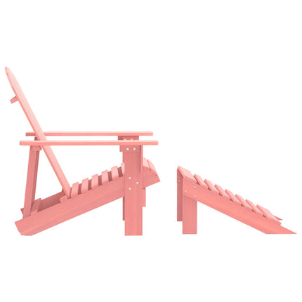 Adirondackstol med fotpall massivt granträ rosa