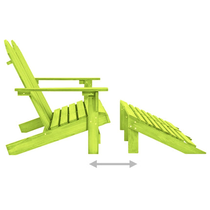 Adirondackstol med fotpall 2-sits granträ grön