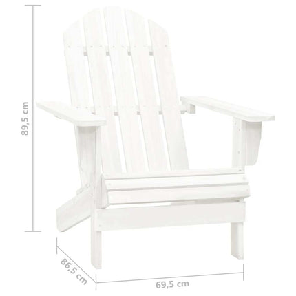 Adirondackstol med bord massivt granträ vit