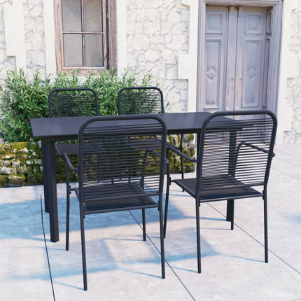 Matgrupp för trädgården 5 delar svart glas och stål