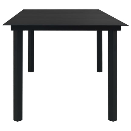 Matgrupp för trädgården 9 delar svart glas och stål