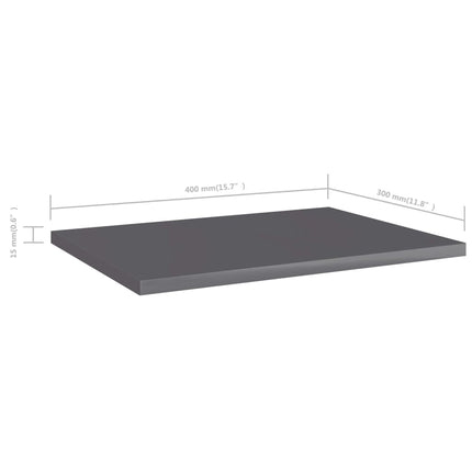 Hyllplan 4 st grå högglans 40x30x1,5 cm konstruerat trä