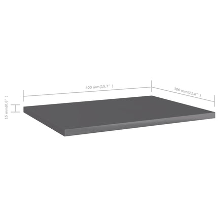 Hyllplan 8 st grå högglans 40x30x1,5 cm konstruerat trä