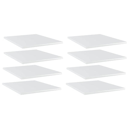 Hyllplan 8 st vit högglans 40x50x1,5 cm konstruerat trä