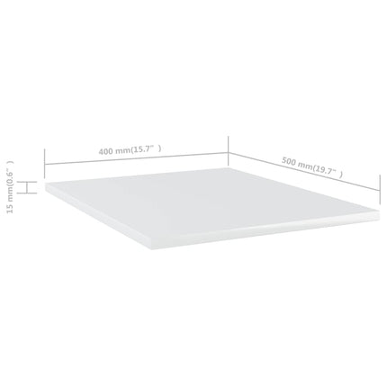 Hyllplan 8 st vit högglans 40x50x1,5 cm konstruerat trä
