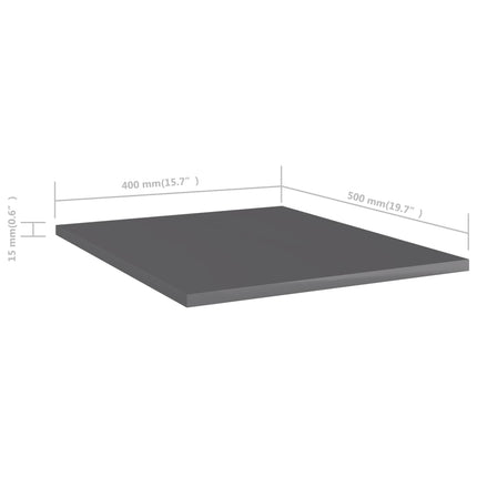 Hyllplan 8 st grå högglans 40x50x1,5 cm konstruerat trä