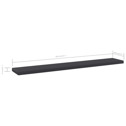 Hyllplan 4 st grå 60x10x1,5 cm konstruerat trä