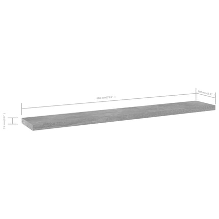 Hyllplan 4 st betonggrå 60x10x1,5 cm konstruerat trä