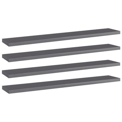 Hyllplan 4 st grå högglans 60x10x1,5 cm konstruerat trä