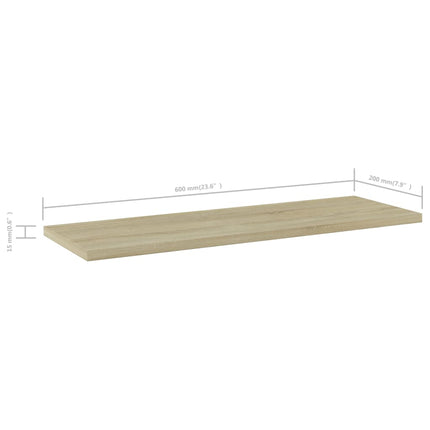 Hyllplan 4 st sonoma-ek 60x20x1,5 cm konstruerat trä