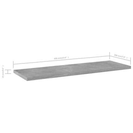 Hyllplan 4 st betonggrå 60x20x1,5 cm konstruerat trä