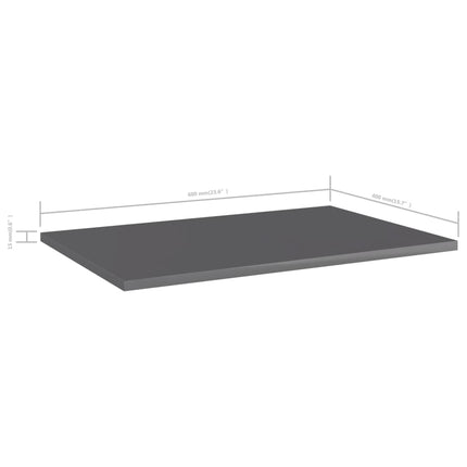 Hyllplan 8 st grå högglans 60x40x1,5 cm konstruerat trä