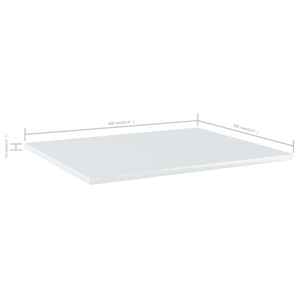 Hyllplan 8 st vit högglans 60x50x1,5 cm konstruerat trä