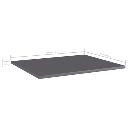 Hyllplan 8 st grå högglans 60x50x1,5 cm konstruerat trä