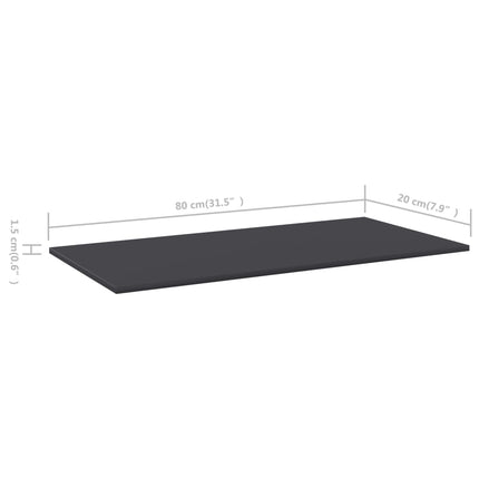 Hyllplan 8 st grå 80x20x1,5 cm konstruerat trä