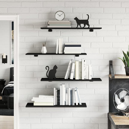 Hyllplan 4 st svart 80x30x1,5 cm konstruerat trä