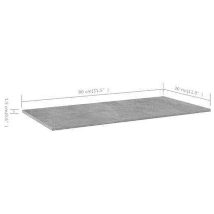 Hyllplan 8 st betonggrå 80x30x1,5 cm konstruerat trä