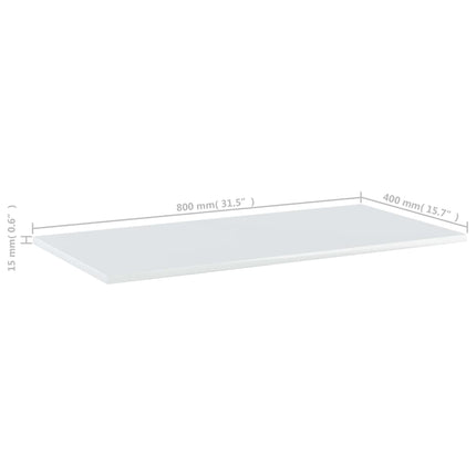 Hyllplan 8 st vit högglans 80x40x1,5 cm konstruerat trä