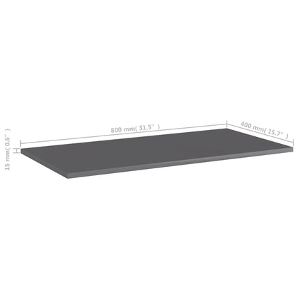 Hyllplan 8 st grå högglans 80x40x1,5 cm konstruerat trä