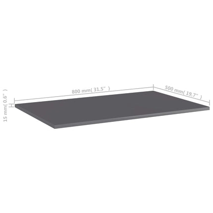 Hyllplan 4 st grå högglans 80x50x1,5 cm konstruerat trä