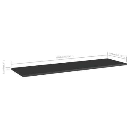 Hyllplan 8 st svart högglans 100x30x1,5 cm konstruerat trä
