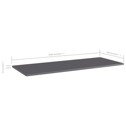 Hyllplan 4 st grå högglans 100x40x1,5 cm konstruerat trä