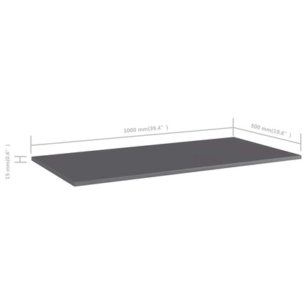 Hyllplan 4 st grå högglans 100x50x1,5 cm konstruerat trä