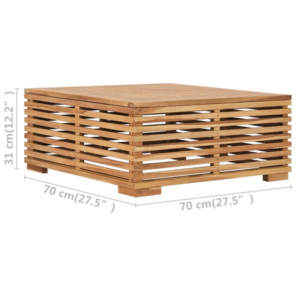 Utebord och fotpall med gräddvit dyna massiv teak