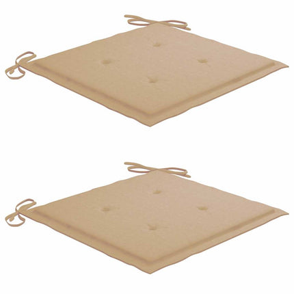 Trädgårdsstolar med beige dynor 2 st massiv teak