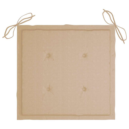 Trädgårdsstolar med beige dynor 2 st massiv teak