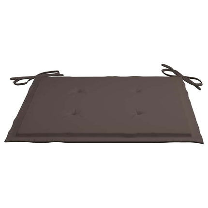 Trädgårdsstolar 2 st med taupe dynor massiv teak