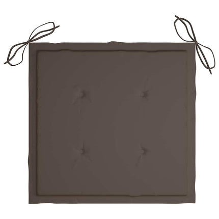 Trädgårdsstolar 2 st med taupe dynor massiv teak