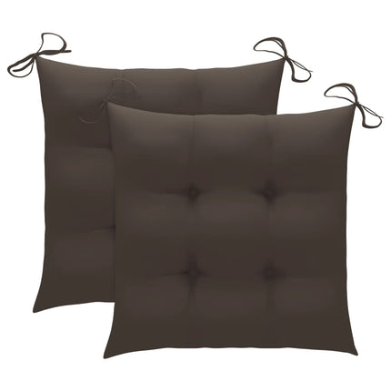 Trädgårdsstolar 2 st med taupe dynor massiv teak