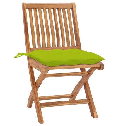 Trädgårdsstolar 2 st med ljusgröna dynor massiv teak
