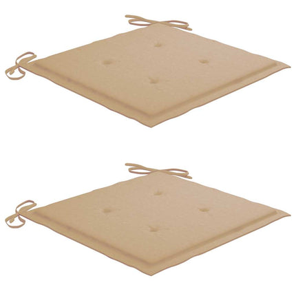 Trädgårdsstolar med beige dynor 2 st massivt teakträ