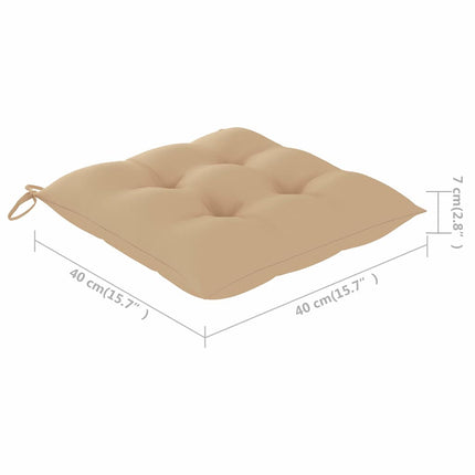 Trädgårdsstolar med beige dynor 3 st massiv teak