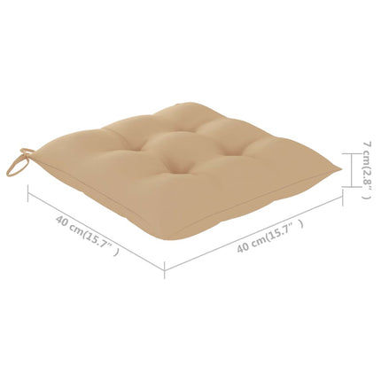 Trädgårdsstolar med beige dynor 6 st massiv teak