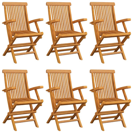 Trädgårdsstolar med gröna dynor 6 st massiv teak