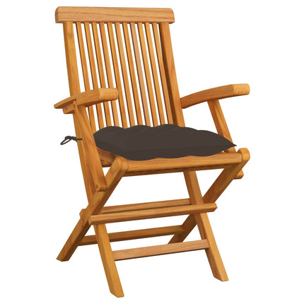 Trädgårdsstolar med taupe dynor 6 st massiv teak